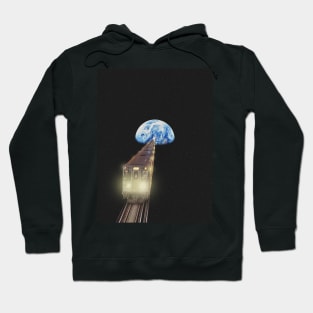 From earth to moon with train Hoodie